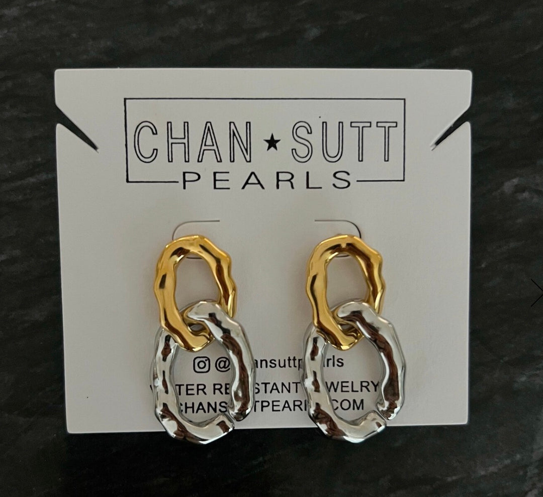 NEW GOLD AND SILVER CHAIN EARRINGS