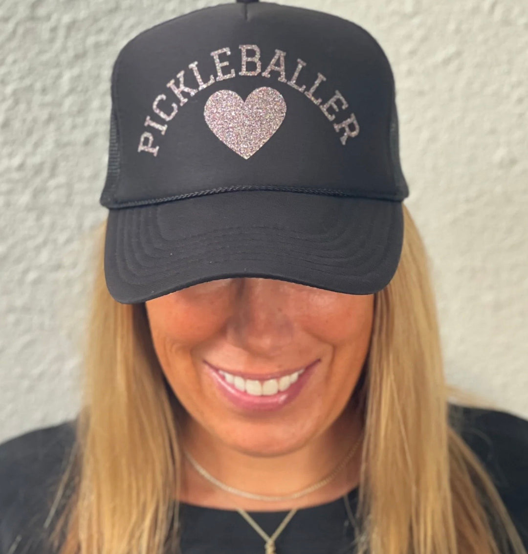 Allie and Ollie Pickelballer Trucker Hat in Black