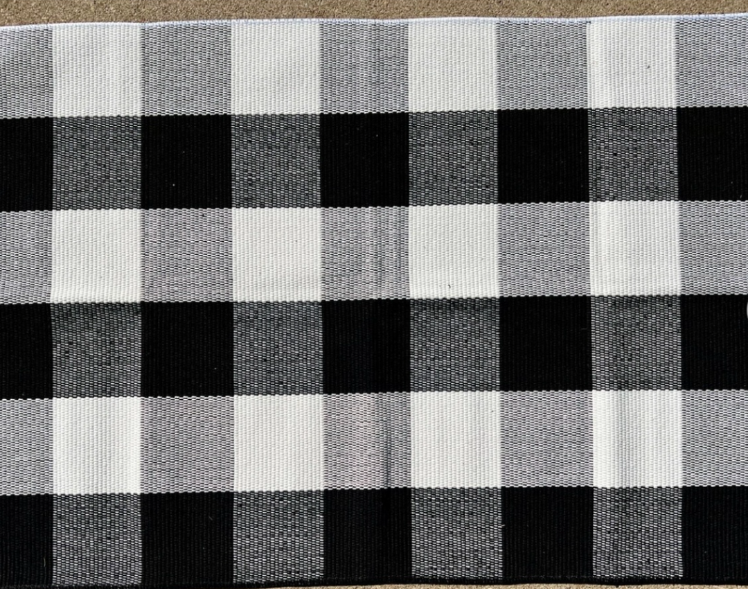 Black and White Check Layering Rug