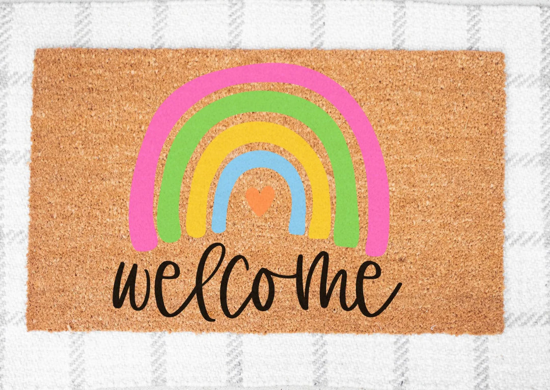 Miss Molly Designs Welcome Bright Rainbow Door Mat