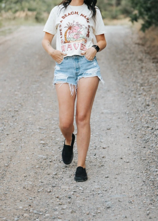 Talking Too Loud Apparel Life's A Beach, Make Some Waves Crop Top