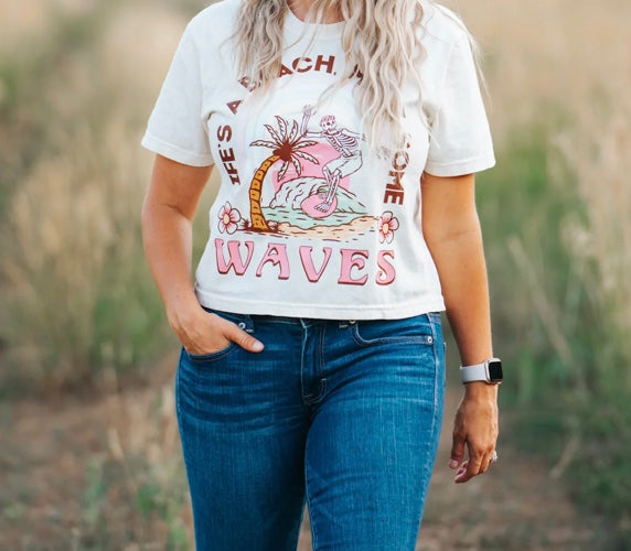 Talking Too Loud Apparel Life's A Beach, Make Some Waves Crop Top