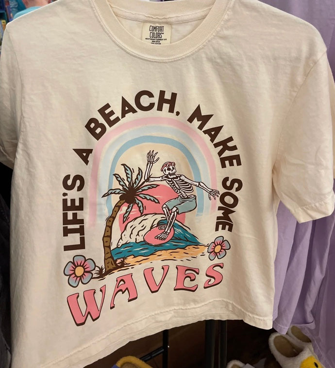 Talking Too Loud Apparel Life's A Beach, Make Some Waves Crop Top