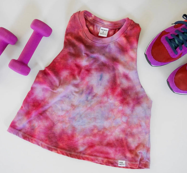 PigMent Women's Tie-Dye Cropped Flowy Yoga Tank-Summerskies