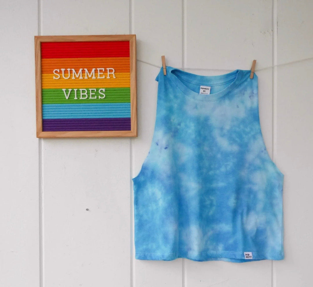 PigMent Women's Tie-Dye Cropped Flowy Yoga Tank-Orchid