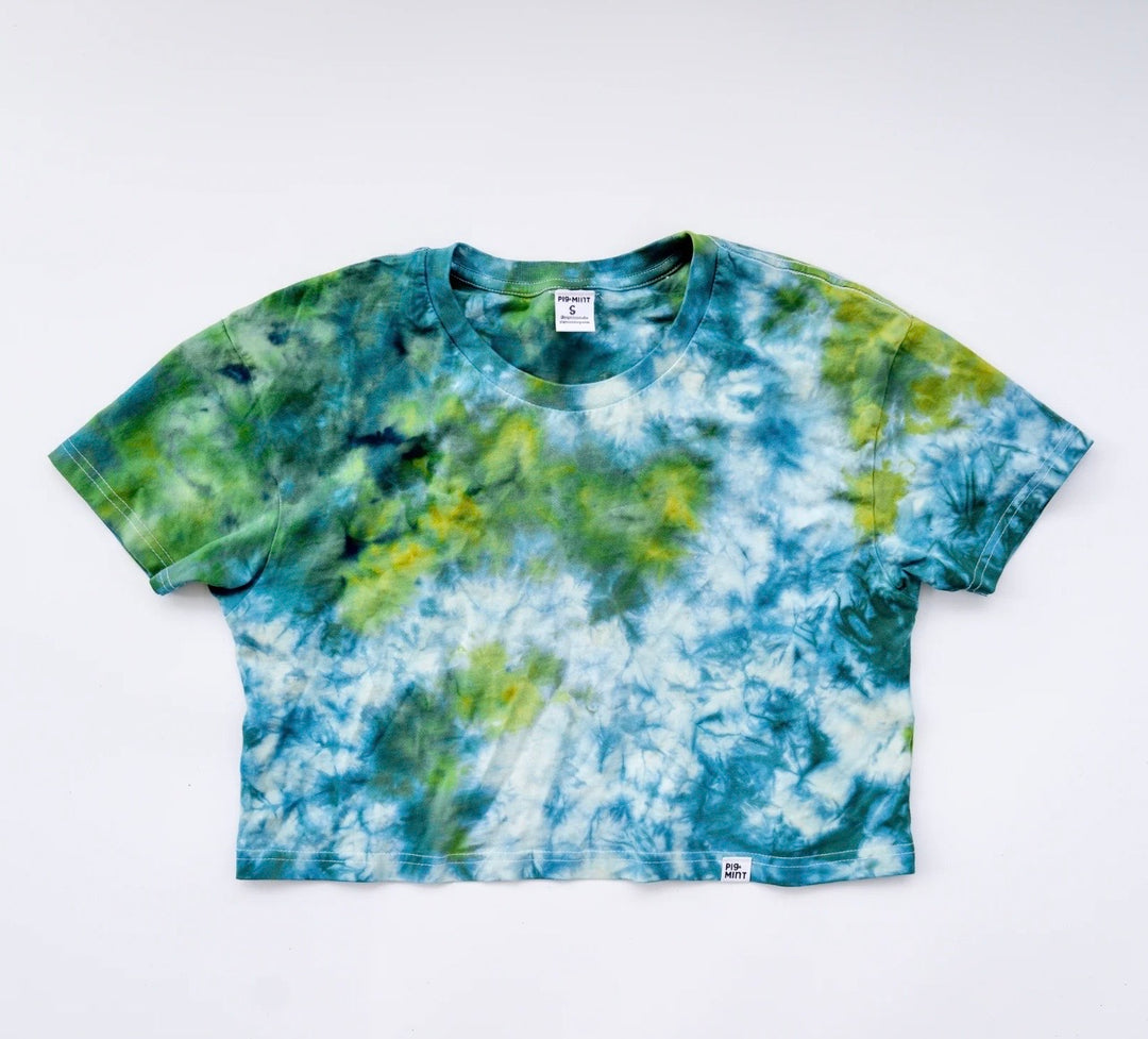 PigMint Tie Dye Adult Cropped Boxy T-shirt-Razzmatazz