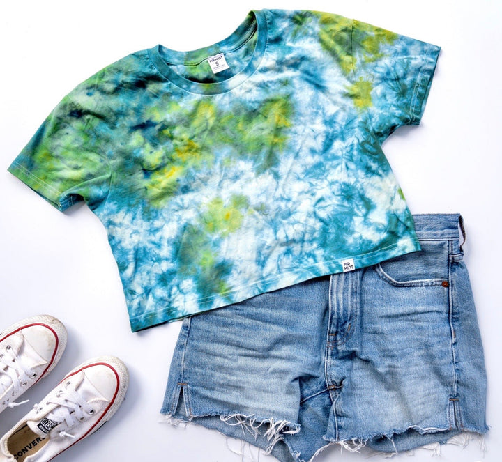 PigMint Tie Dye Adult Cropped Boxy T-shirt-Sunshine