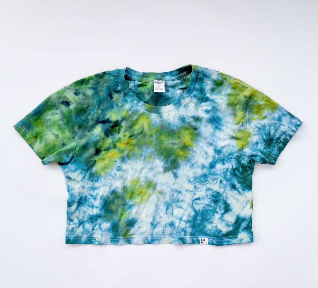 PigMint Tie Dye Adult Cropped Boxy T-shirt-Summer Skies
