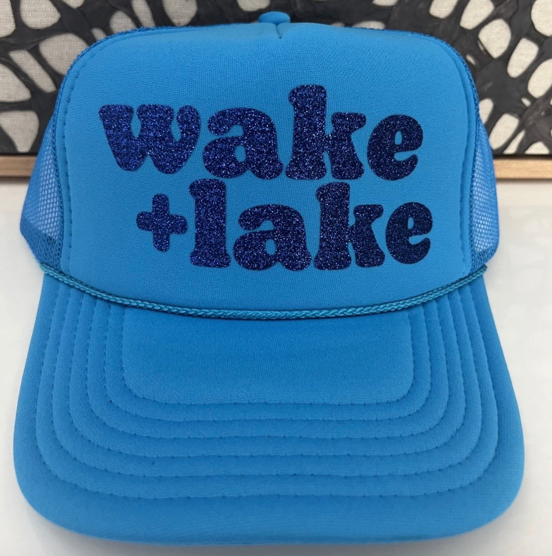 Arnie and Ollie Wake + Lake Trucker Hat in Neon Blue