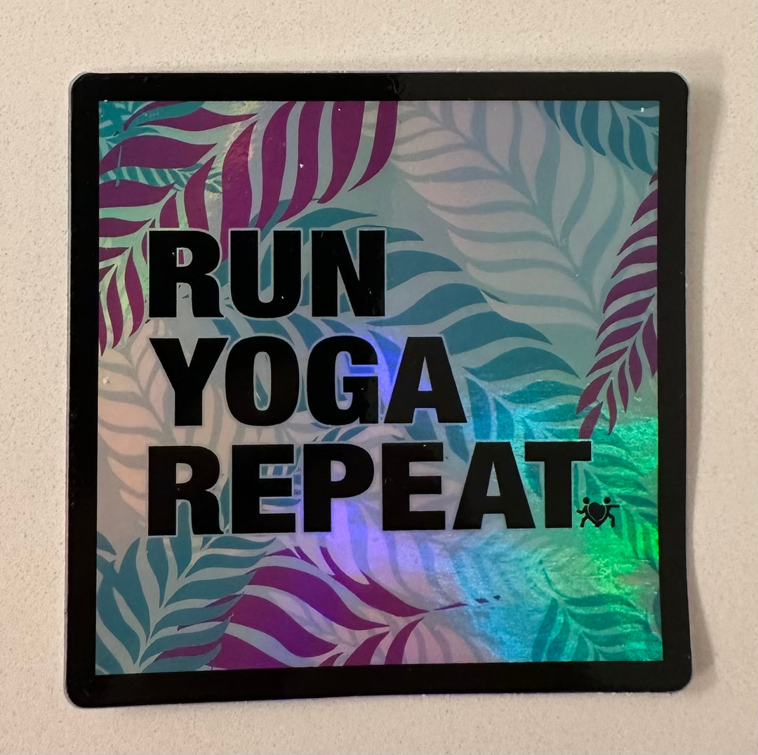 Holographic Stickers-Run Yoga Repeat