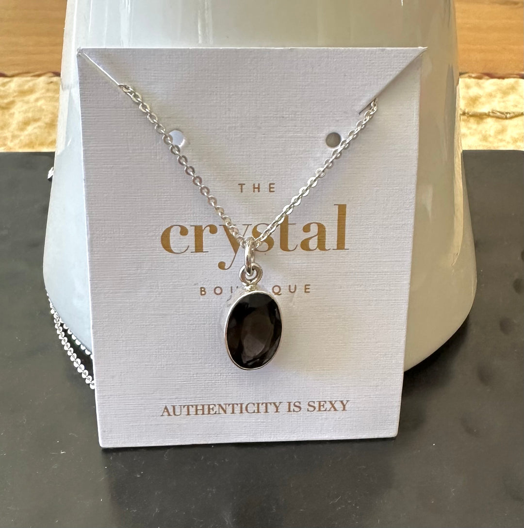 The Crystal Boutique Silver Smokey Oval Pendant