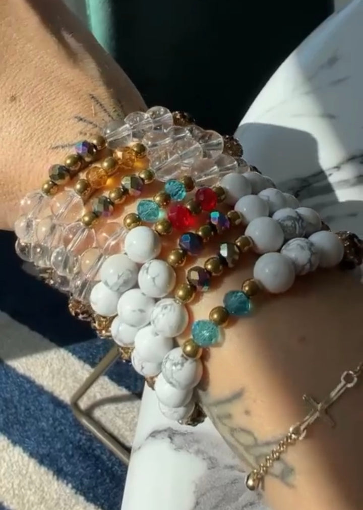Jersey Stacks Howlite and Clear Quartz