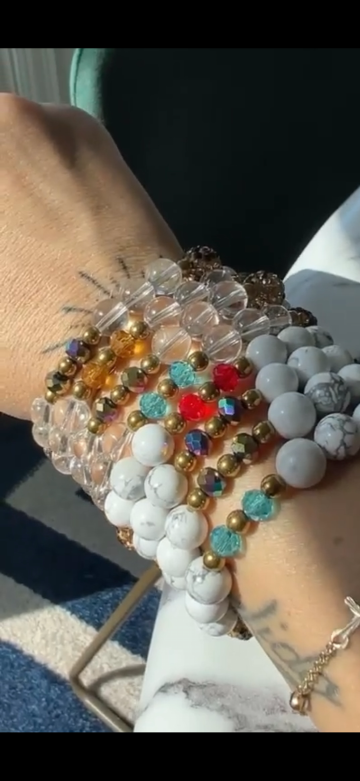 Jersey Stacks Howlite and Clear Quartz