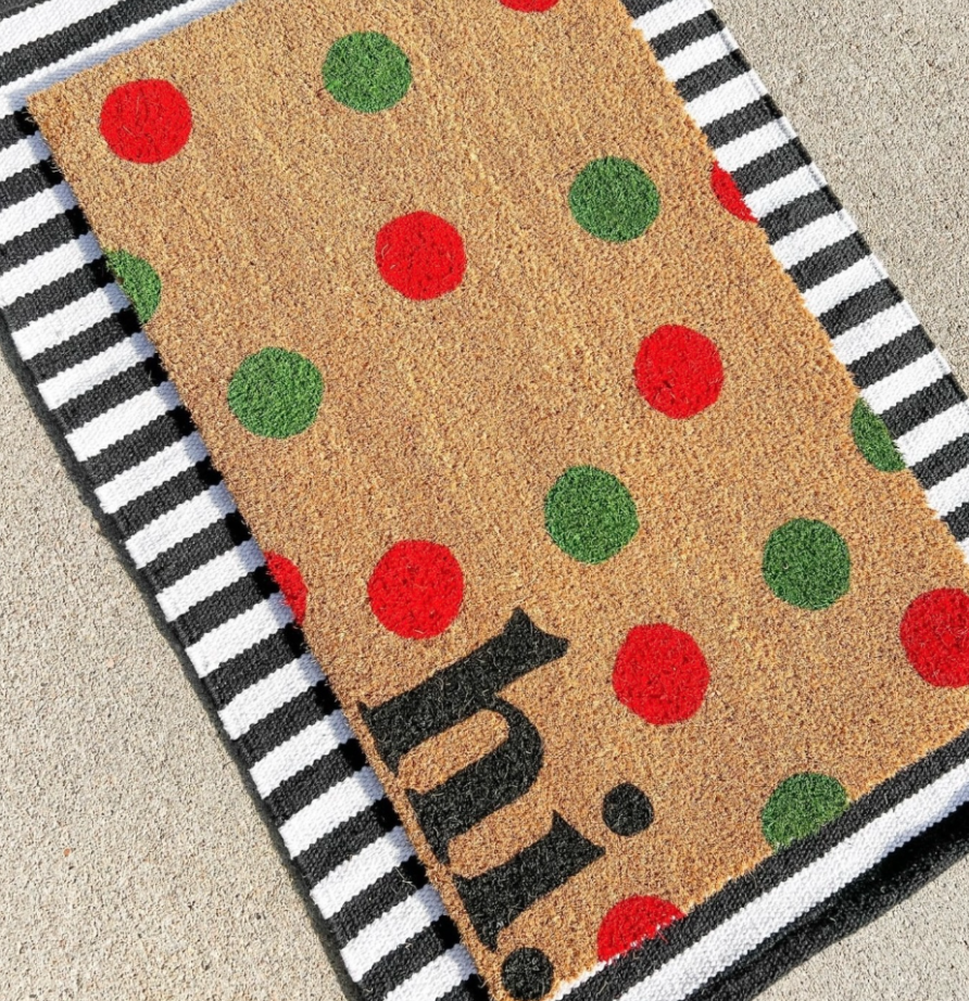 Miss Molly Designs - Outdoor Welcome Mat 'Hi Holiday Polka - Dots'