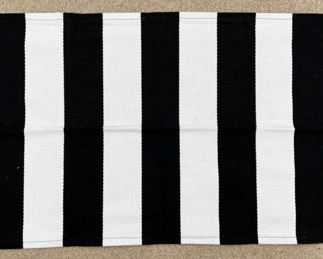 Black and White Wide Stripe Layering Rug