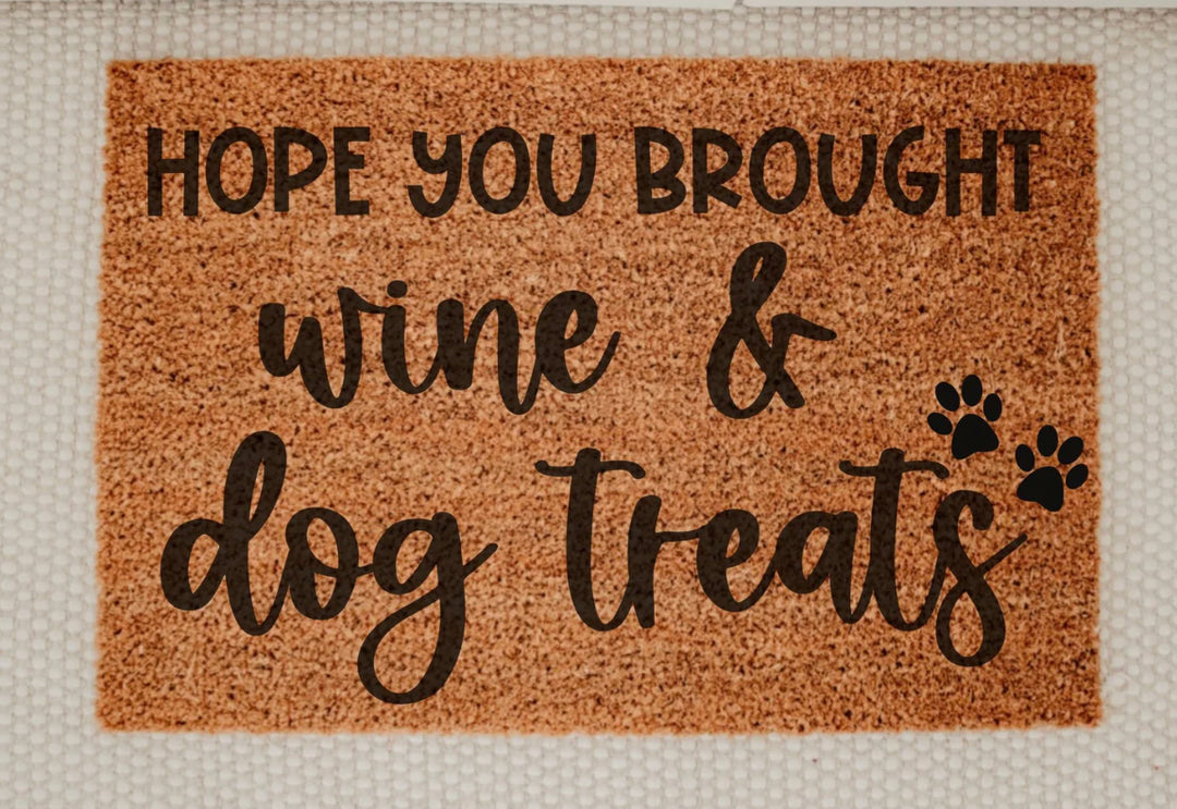 Miss Molly Welcome Mat I Hope You Brought Wine and Dog Treats